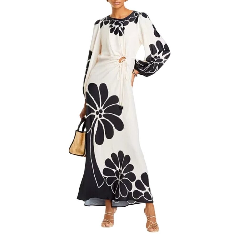 Farm Rio Palermo Floral Cut Out Maxi Dress Tropical Print XXS New With Tags - Picture 3 of 16